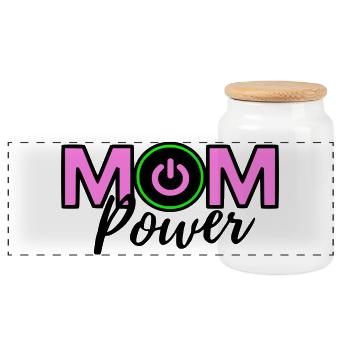 Mom power - Panoramic Cookie Jar with Wooden Lid - white - Front