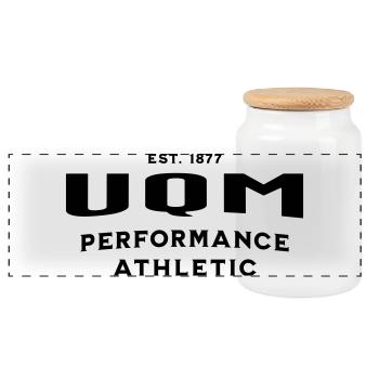UQM Athletic-Performance Sportbekleidung - Panorama Keksdose mit Holzdeckel - Weiß - Vorne