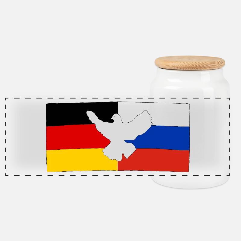 Deutsch-Russische Freundschaft - Panorama Keksdose mit Holzdeckel - Weiß