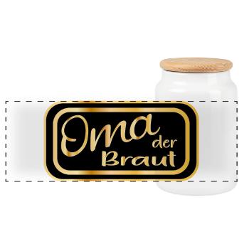 HOCHZEIT HEIRATEN - OMA DER BRAUT GROßMAMA - Panorama Keksdose mit Holzdeckel - Weiß - Vorne
