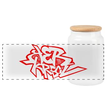 Graffiti 974 Ker Kreol - Rouge - Boîte à biscuits avec couvercle en bois - blanc - Devant