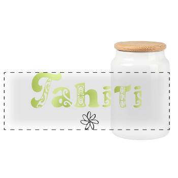 Tahiti (lime) - Panoramic Cookie Jar with Wooden Lid - white - Front