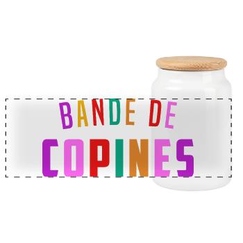 Girlfriend Gang Gift for Friends with Humor - Panoramic Cookie Jar with Wooden Lid - white - Front