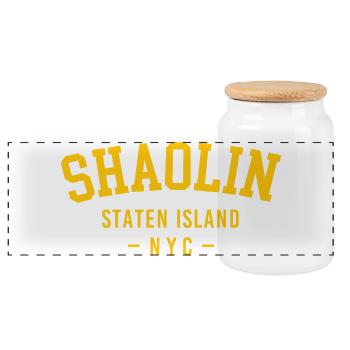 Shaolin Staten Island NYC Wu Era Hip Hop Tribute - Panoramic Cookie Jar with Wooden Lid - white - Front