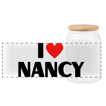 I love Nancy Rotes Herz Liebe Fan Geschenk - Panorama Keksdose mit Holzdeckel - Weiß - Vorne
