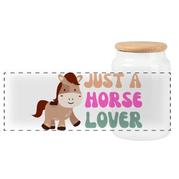 Illustration fantaisiste d’amoureux des chevaux - Boîte à biscuits avec couvercle en bois - blanc - Devant