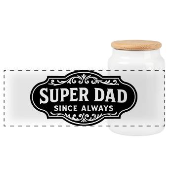Super dad since always - Boîte à biscuits avec couvercle en bois - blanc - Devant
