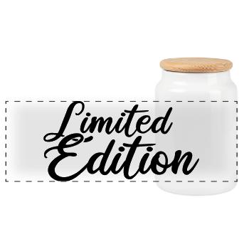 Limited edition - Panoramic Cookie Jar with Wooden Lid - white - Front