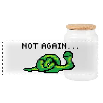 pixelart snake - Panoramic Cookie Jar with Wooden Lid - white - Front