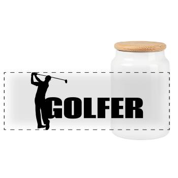 Golfeur - Boîte à biscuits avec couvercle en bois - blanc - Devant