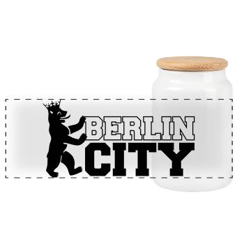 berlin_city_1 - Panoramic Cookie Jar with Wooden Lid - white - Front