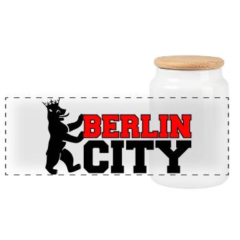 berlin_city_2 - Panoramic Cookie Jar with Wooden Lid - white - Front