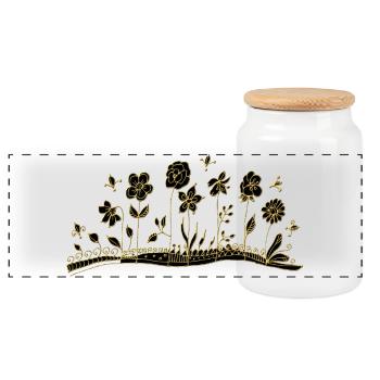 Fleur - Boîte à biscuits avec couvercle en bois - blanc - Devant
