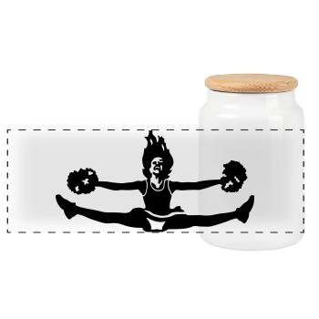 cheerleader - Panoramic Cookie Jar with Wooden Lid - white - Front