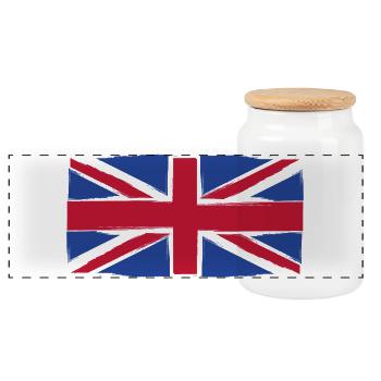 Grunge Union Jack Flag Art - Panoramic Cookie Jar with Wooden Lid - white - Front