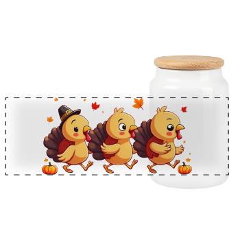 Thanksgiving Truthahn Baby - Panorama Keksdose mit Holzdeckel - Weiß - Vorne