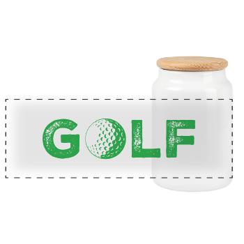 Golf - Panorama Keksdose mit Holzdeckel - Weiß - Vorne