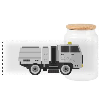 Balayeur de rue moderne - Boîte à biscuits avec couvercle en bois - blanc - Devant