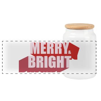 Merry et Bright Noël rétro - Boîte à biscuits avec couvercle en bois - blanc - Devant