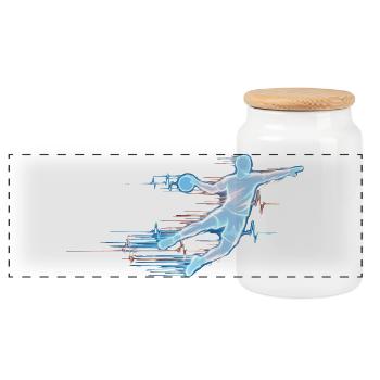 Handball EKG Herzschlag Handballer Puls Geschenk - Panorama Keksdose mit Holzdeckel - Weiß - Vorne