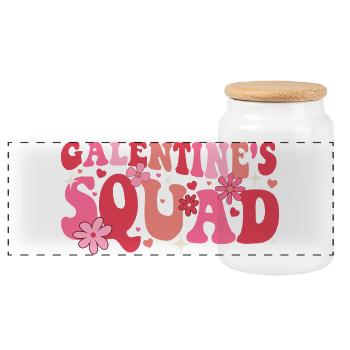 Galentine’s Squad Matching Girls Crew Sisterhood  - Panoramic Cookie Jar with Wooden Lid - white - Front