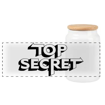 Top Secret, Job, Office Humor - Panoramic Cookie Jar with Wooden Lid - white - Front