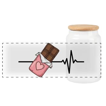 Le chocolat est ma vie, battement de cœur, amour chocolaté - Boîte à biscuits avec couvercle en bois - blanc - Devant