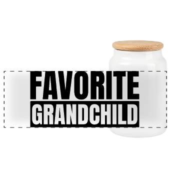 Favorite grandchild - Panoramic Cookie Jar with Wooden Lid - white - Front