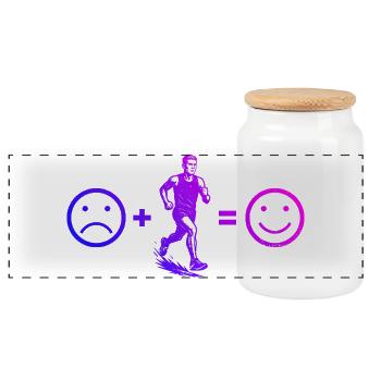Characterful running design - Panoramic Cookie Jar with Wooden Lid - white - Front