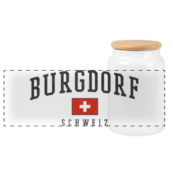 Emblème de la Suisse de Burgdorf - Boîte à biscuits avec couvercle en bois - blanc - Devant