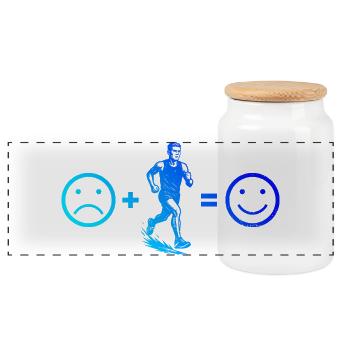 Funny race motif - Panoramic Cookie Jar with Wooden Lid - white - Front