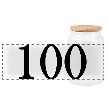 100. 100 YEARS. 100th ANNIVERSARY. BIRTHDAY 100 - Panoramic Cookie Jar with Wooden Lid - white - Front
