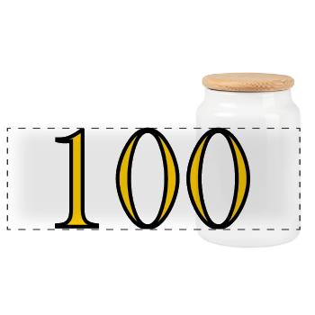 100. 100 JAHRE. 100-JÄHRIGES JUBILÄUM. GEBURTSTAG 100 - Panorama Keksdose mit Holzdeckel - Weiß - Vorne