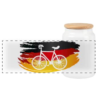 Artistic Cycling, Artistic Cycling, Indoor Cycling, Germany - Panoramic Cookie Jar with Wooden Lid - white - Front