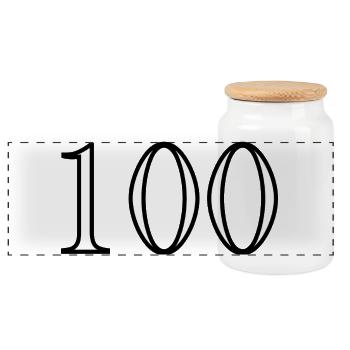 100. 100 YEARS. 100th ANNIVERSARY. BIRTHDAY 100 - Panoramic Cookie Jar with Wooden Lid - white - Front
