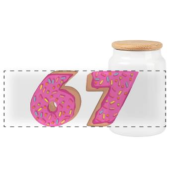67 - Soixante-sept Numéro 67 Donut I-ce Cream Meme - Boîte à biscuits avec couvercle en bois - blanc - Devant