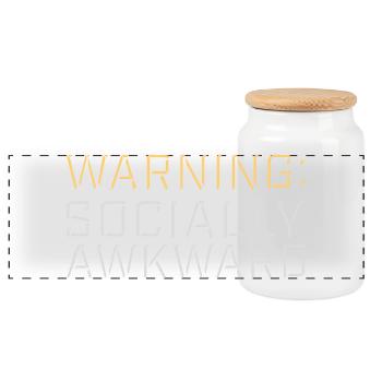 Warning Socially Awkward Funny Social Clumsy - Panoramic Cookie Jar with Wooden Lid - white - Front