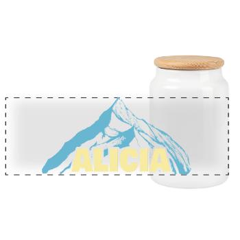 Geschenk für Alicia - Panorama Keksdose mit Holzdeckel - Weiß - Vorne