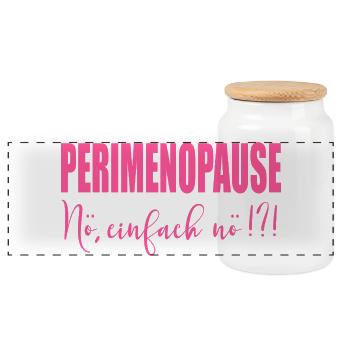 Perimenopause Frauen Stimmung - Panorama Keksdose mit Holzdeckel - Weiß - Vorne