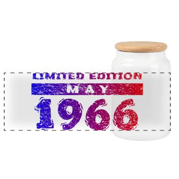 60th Birthday Limited Edition 05/1966 - Panoramic Cookie Jar with Wooden Lid - white - Front