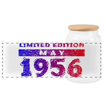 70th Birthday Limited Edition 05/1956 - Panoramic Cookie Jar with Wooden Lid - white - Front