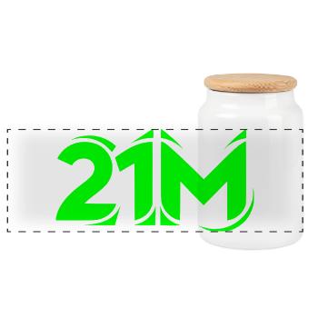 Symbole crypto de 21 millions pour les fans de Bitcoin - Boîte à biscuits avec couvercle en bois - blanc - Devant