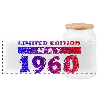 66th Birthday Limited Edition 05/1960 - Panoramic Cookie Jar with Wooden Lid - white - Front