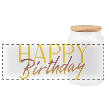 Happy Birthday - Panorama Keksdose mit Holzdeckel - Weiß - Vorne