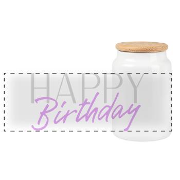 Happy Birthday - Panorama Keksdose mit Holzdeckel - Weiß - Vorne