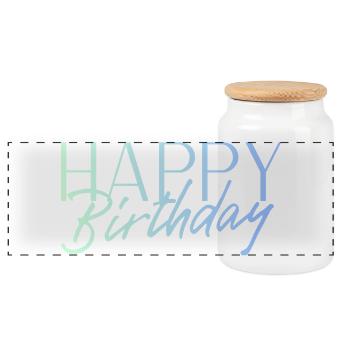 Happy Birthday - Panorama Keksdose mit Holzdeckel - Weiß - Vorne