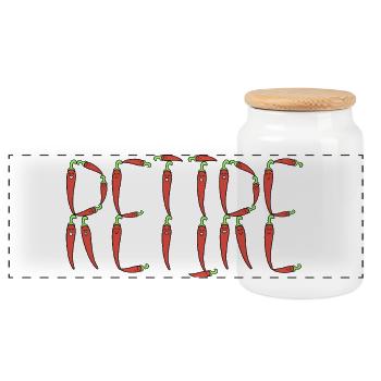 Chili peppers retire - Panoramic Cookie Jar with Wooden Lid - white - Front