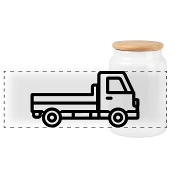 camion - Boîte à biscuits avec couvercle en bois - blanc - Devant