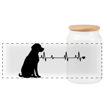 Dog - Panoramic Cookie Jar with Wooden Lid - white - Front