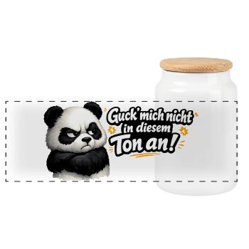 Guck mich nicht in diesem Ton an! Panda - Panorama Keksdose mit Holzdeckel - Weiß - Vorne